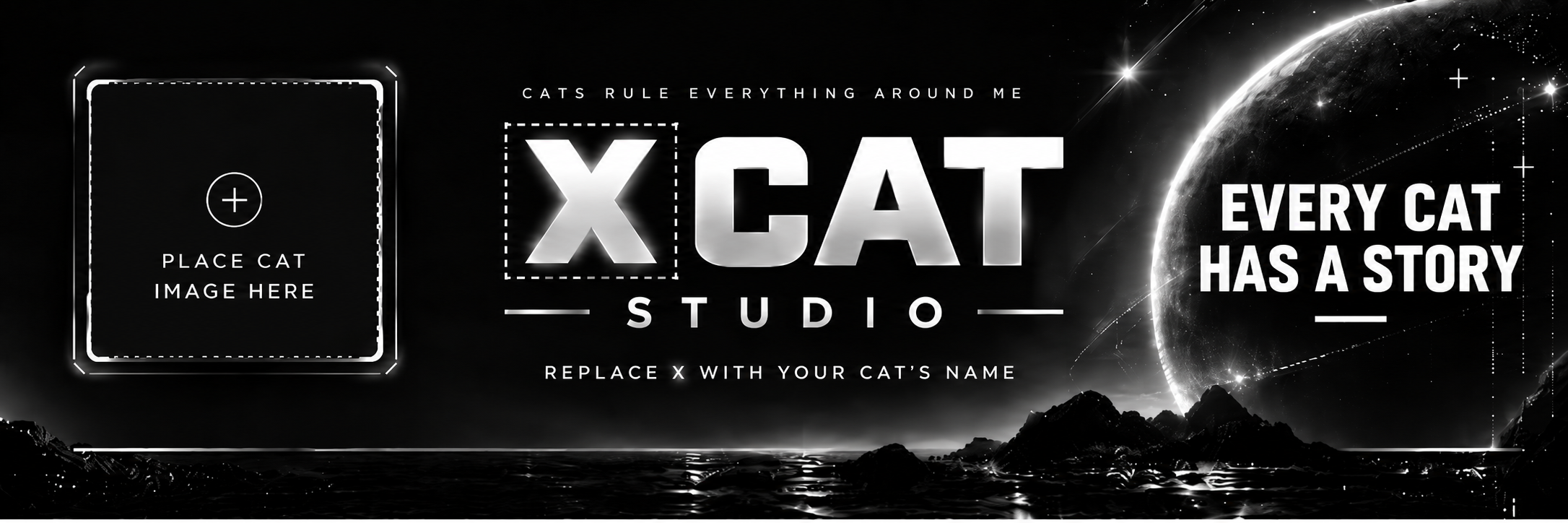 XCAT Studio space artwork: Cats rule everything around me. Every cat has a story.